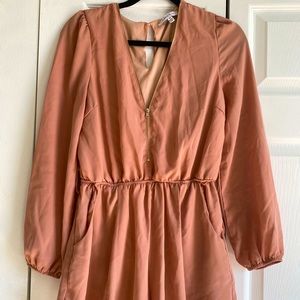 Salmon Pink long sleeved romper with pockets!